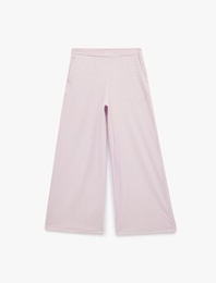 Koton X Sibil Çetinkaya - Bürümcük Kumaş Pötikareli Geniş Paça Pantolon