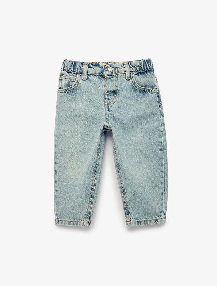 Erkek Bebek Cep Detaylı Pamuklu Denim Pantolon