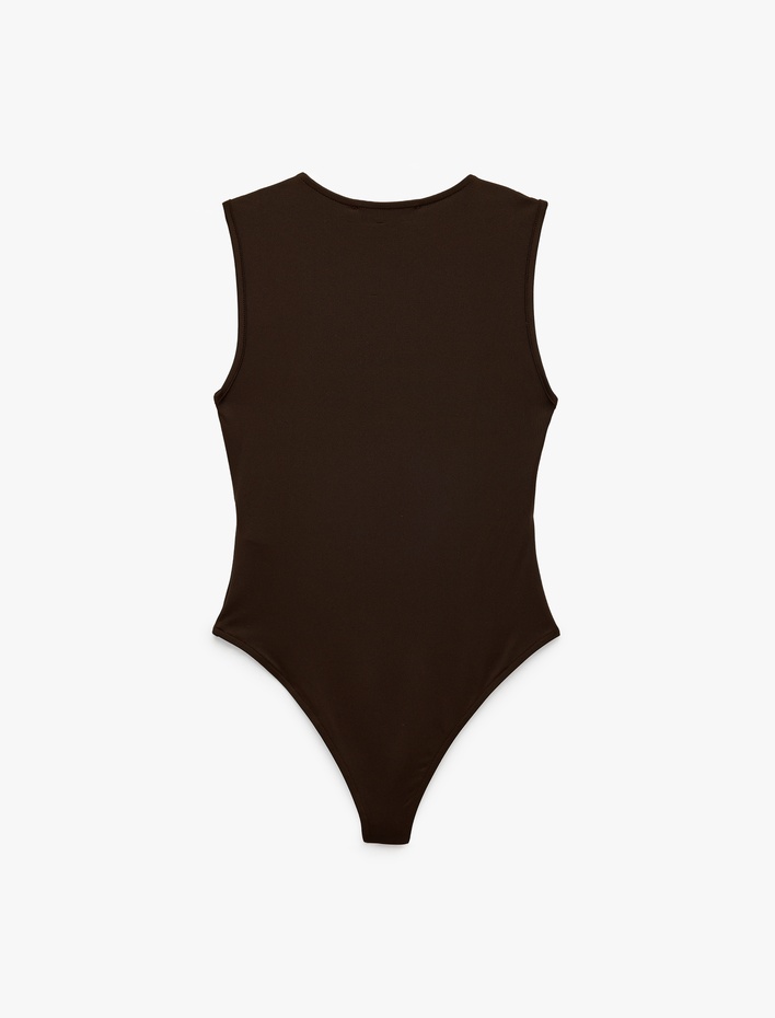  Slim Fit Kolsuz Bisiklet Yaka Bodysuit