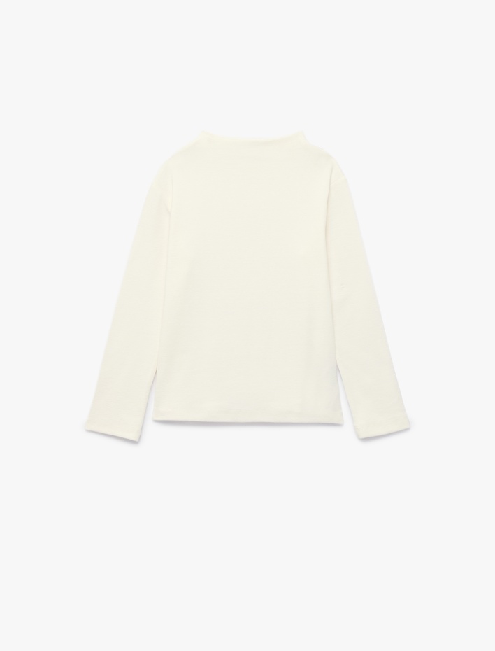 Kız Çocuk Dik Yaka Modal Karışımlı Uzun Kollu Slim Fit Tişört