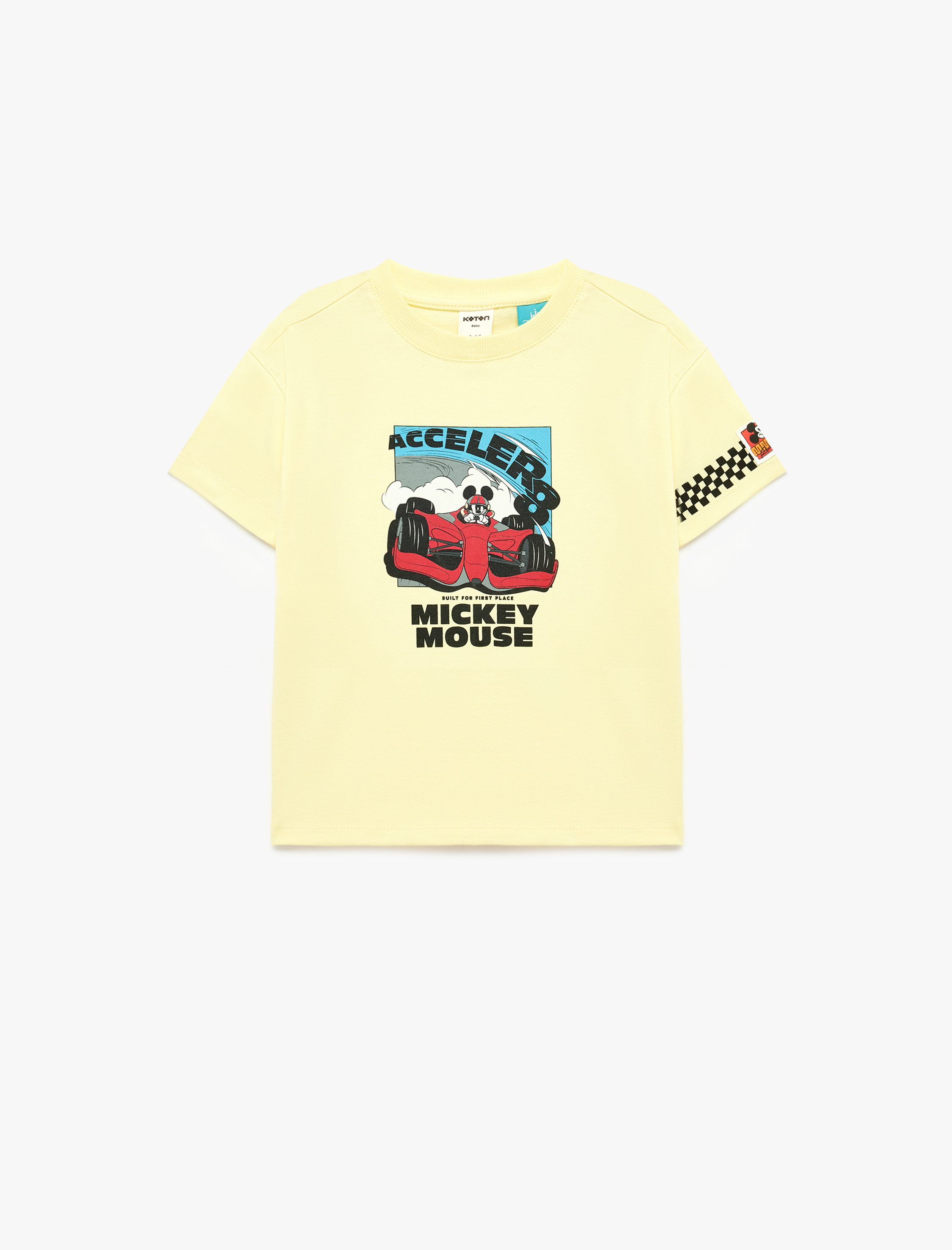  Erkek Bebek Mickey Mouse Baskılı Pamuklu Kısa Kollu Lisanslı Tişört