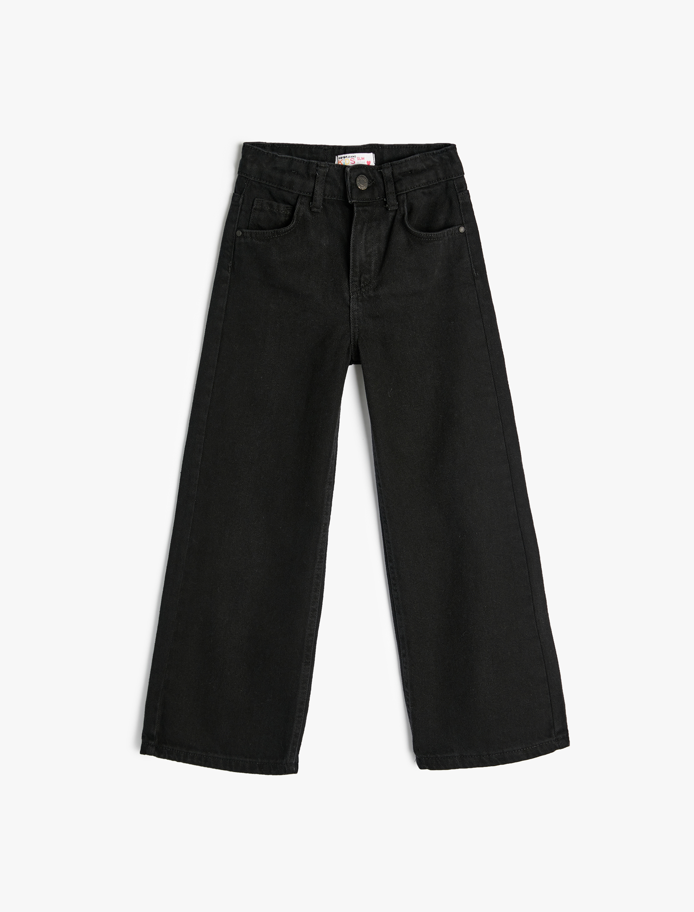 Kız Çocuk Kot Pantolon Geniş Paça Cepli Pamuklu - Wide Leg Jean