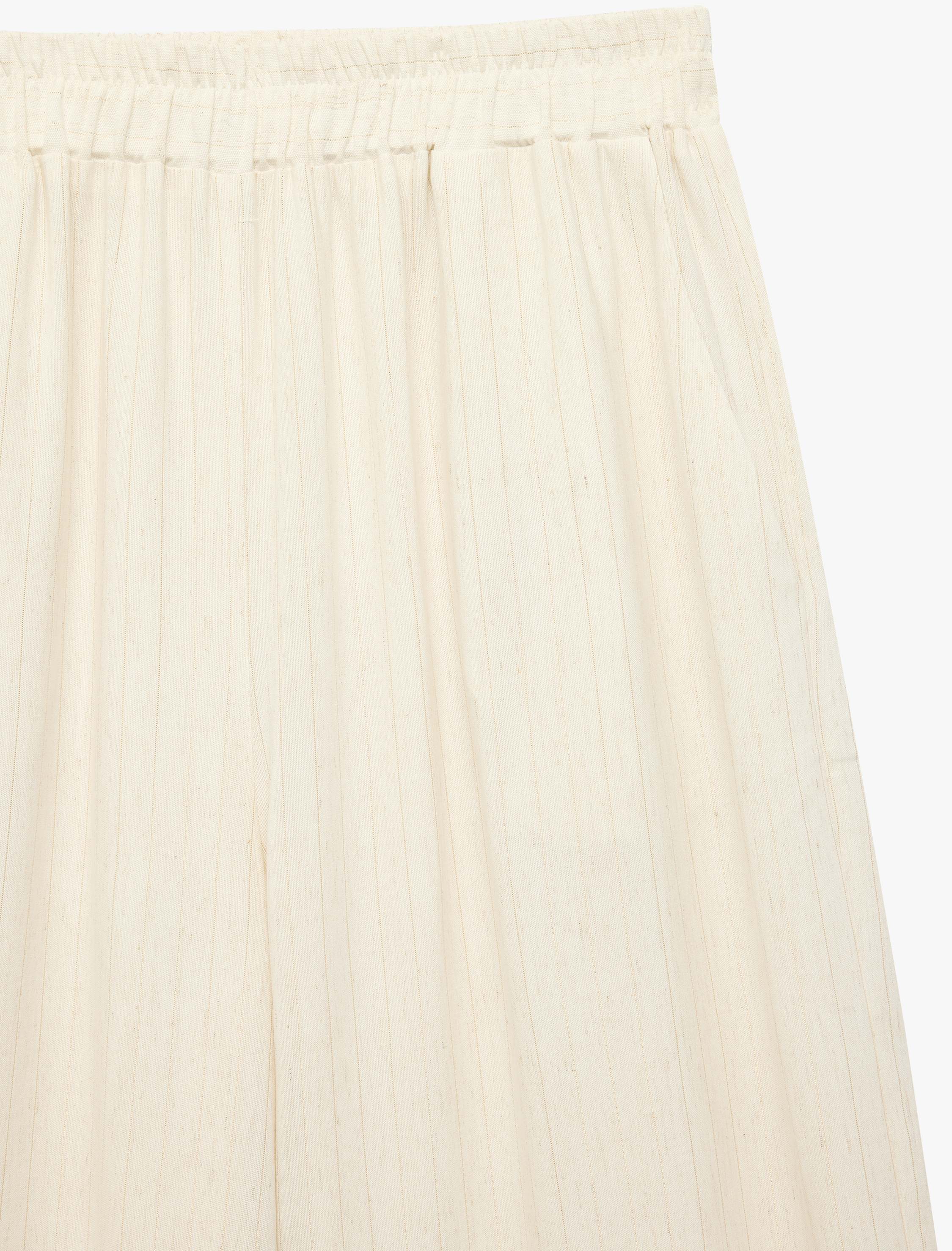   Yüksek Bel Dökümlü Keten Karışımlı Geniş Paça Pantolon