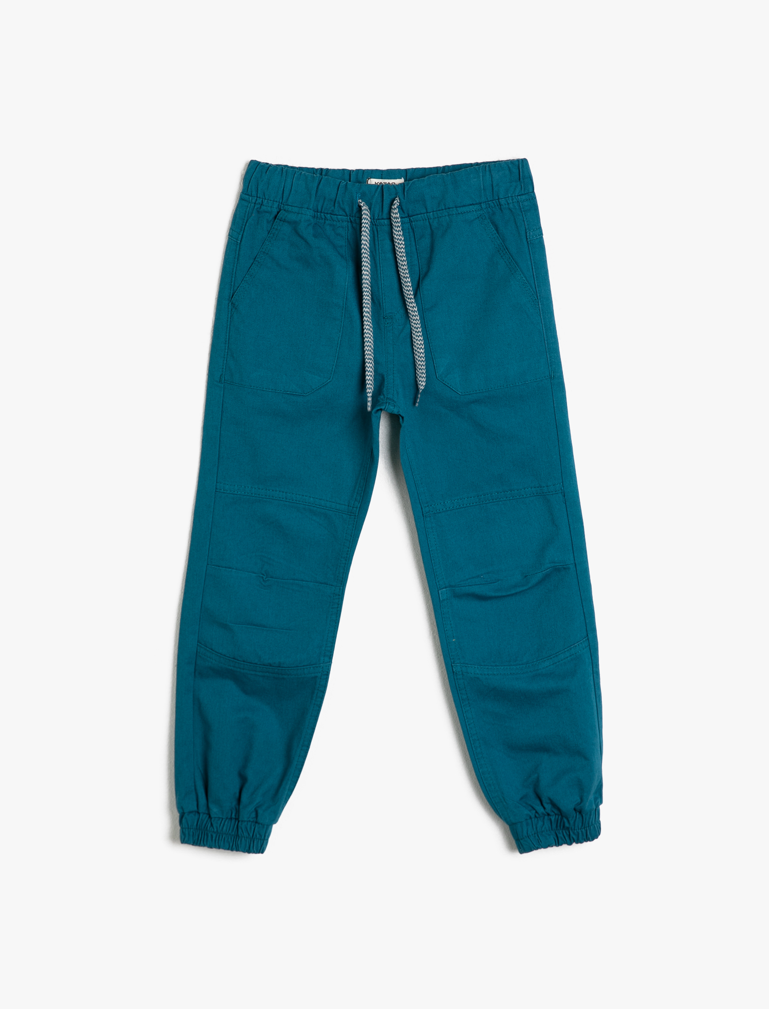  Erkek Çocuk Beli ve Paçası Lastikli Pamuklu Gabardin Kumaştan Jogger Pantalon