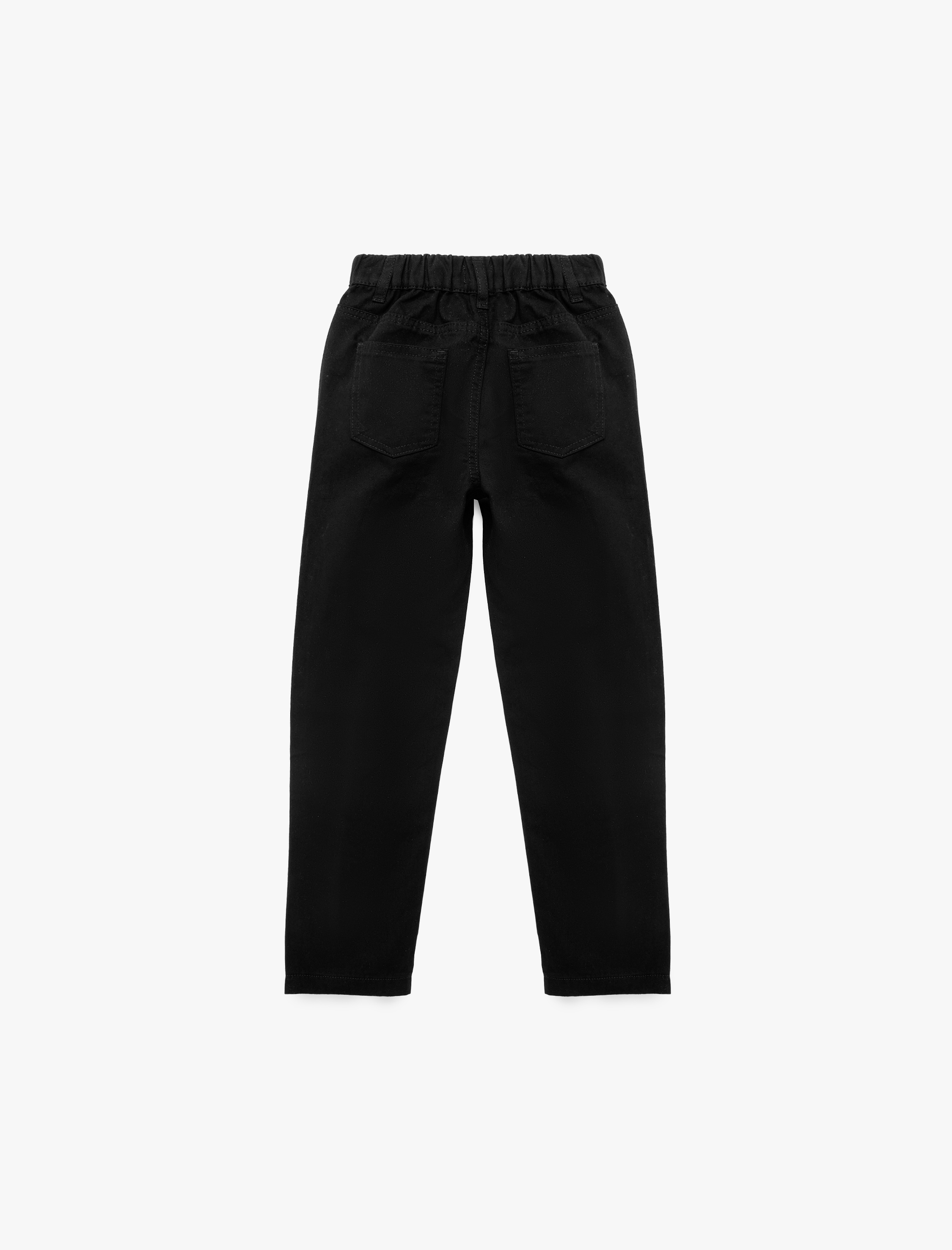  Erkek Çocuk Pamuklu Beli Lastikli Düğmeli Basic Pantolon