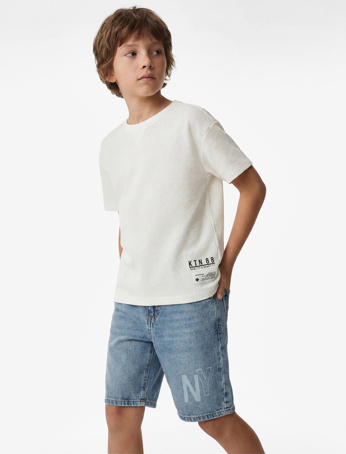 Erkek Çocuk Pamuklu Bisiklet Yaka Kısa Kollu Oversize Tişört