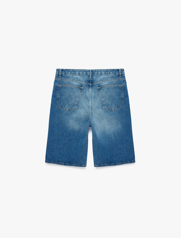  Pamuklu Normal Bel Rahat Kalıp Cepli Baggy Jean Şort