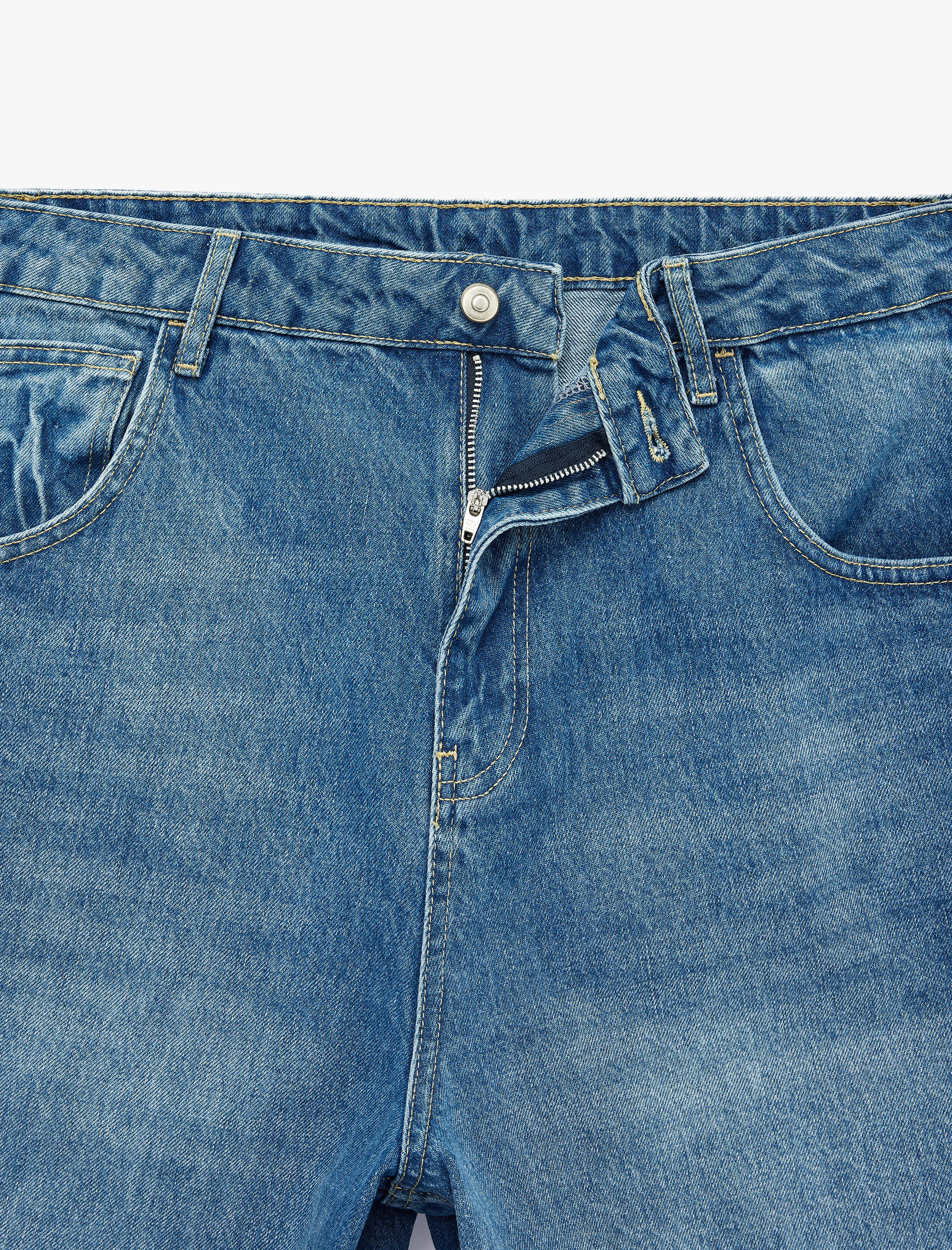   Pamuklu Normal Bel Rahat Kalıp Cepli Baggy Jean Şort