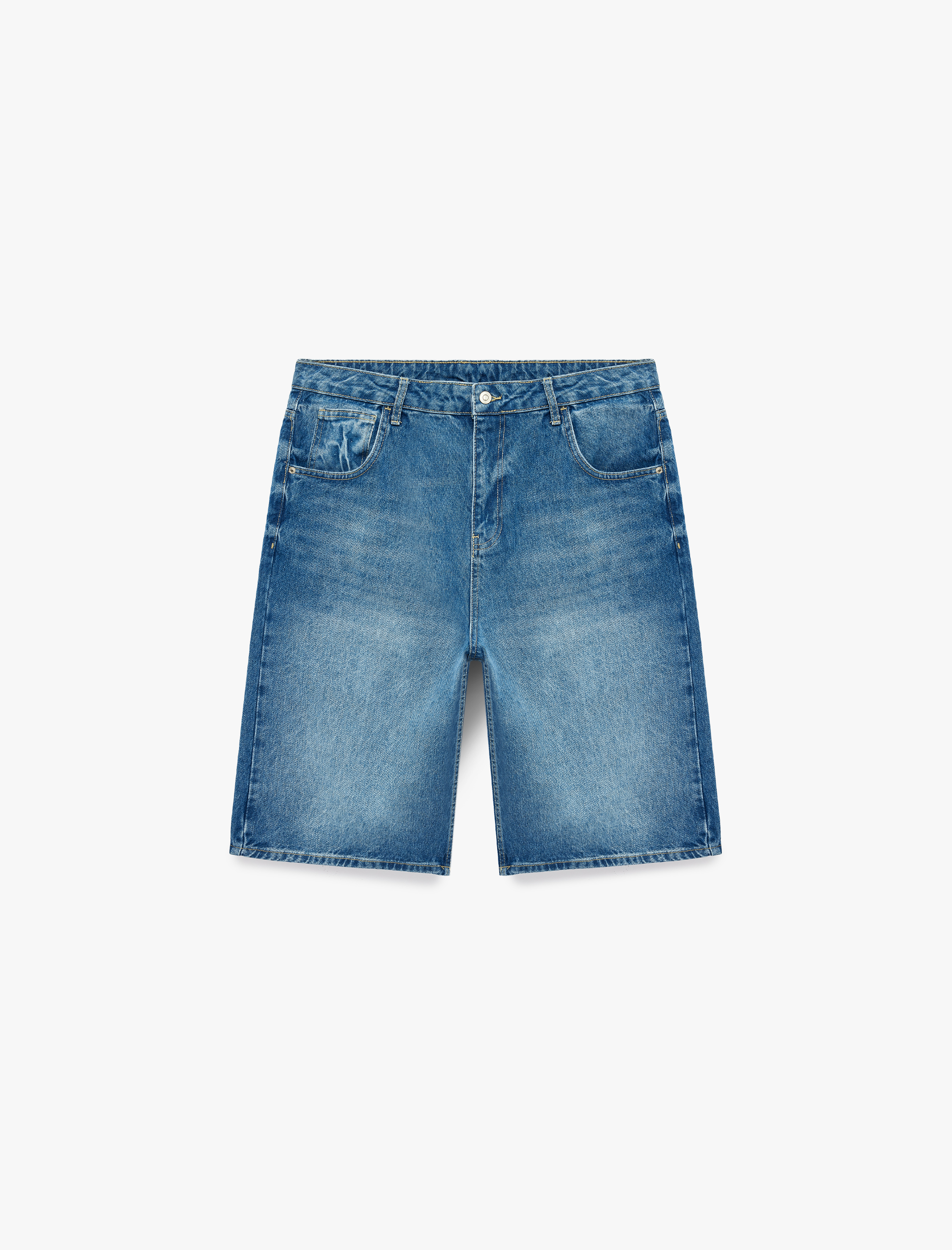   Pamuklu Normal Bel Rahat Kalıp Cepli Baggy Jean Şort