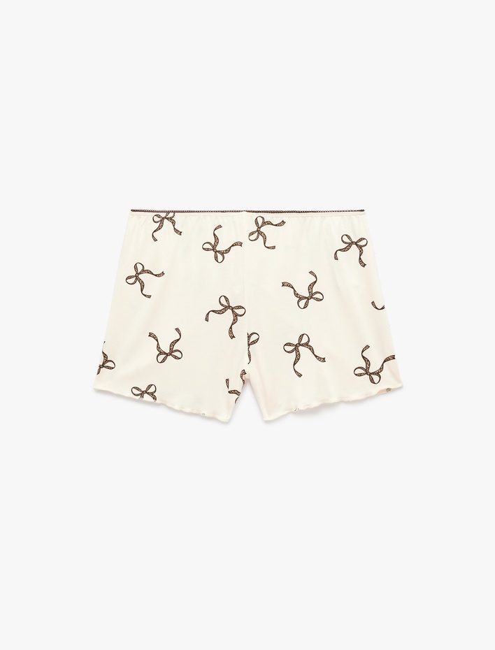  Fiyonk Baskılı Beli Lastikli Viskon Şort Pijama Altı