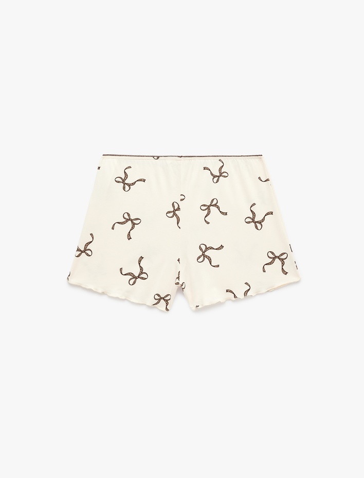  Fiyonk Baskılı Beli Lastikli Viskon Şort Pijama Altı