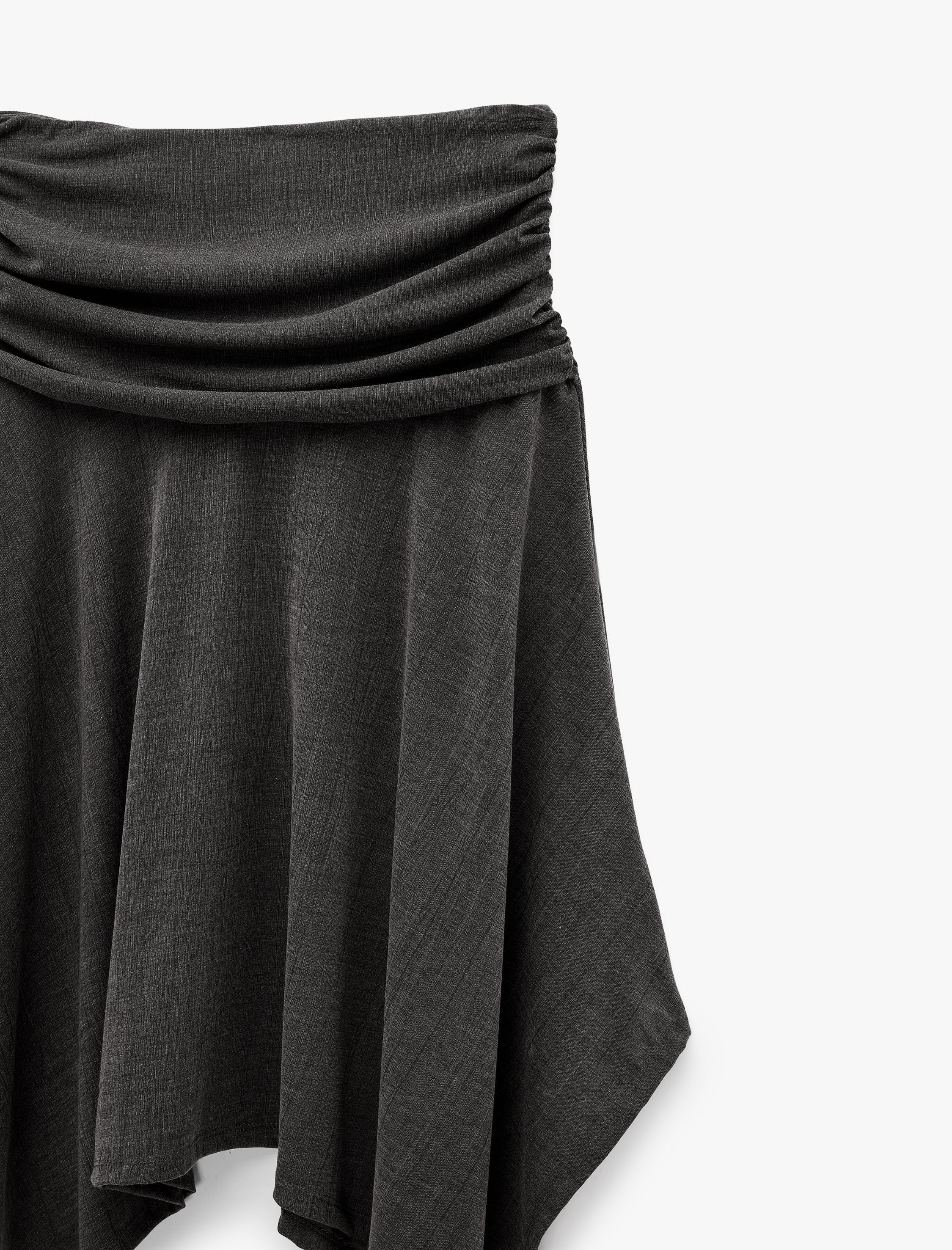   Viskon Karışımlı Drape Detaylı Asimetrik Midi Etek