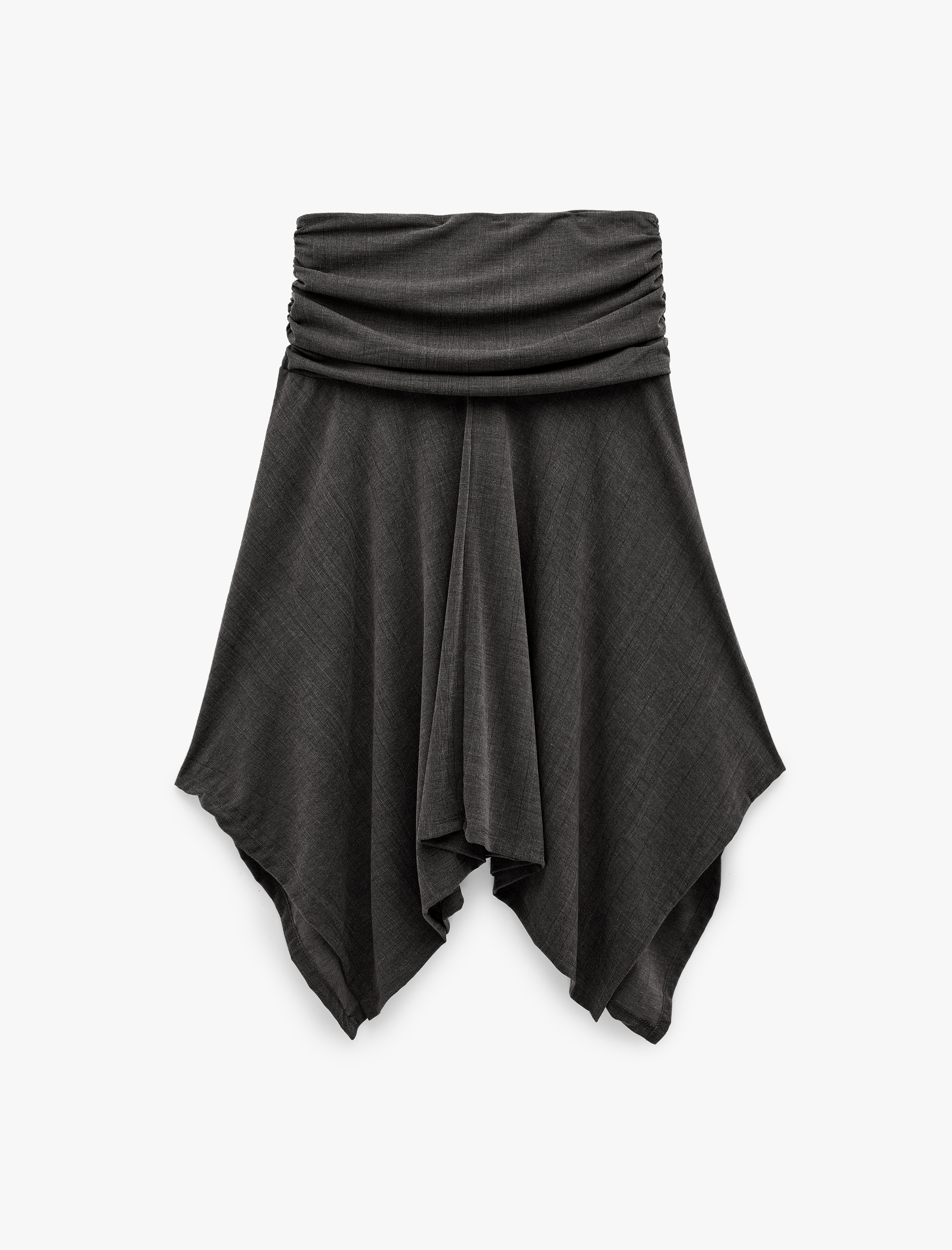   Viskon Karışımlı Drape Detaylı Asimetrik Midi Etek