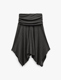 Viskon Karışımlı Drape Detaylı Asimetrik Midi Etek