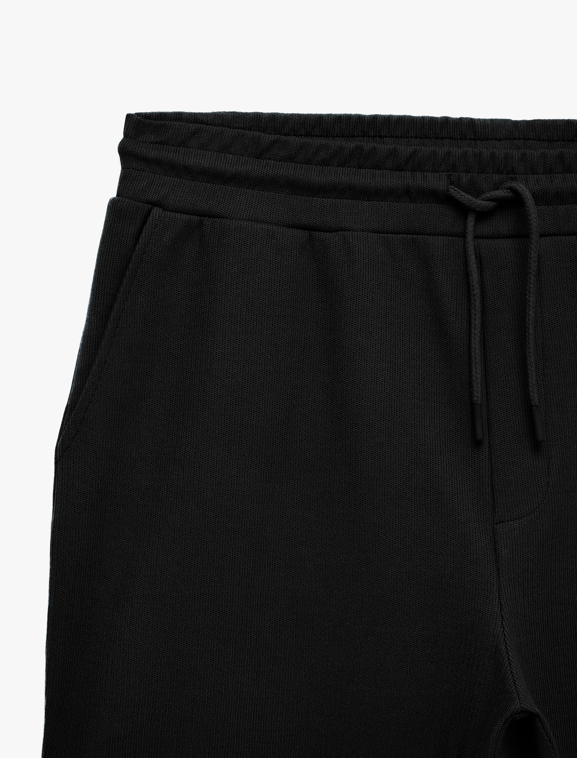   Pamuklu Cepli Dokulu Bermuda Beli Bağcıklı Şort