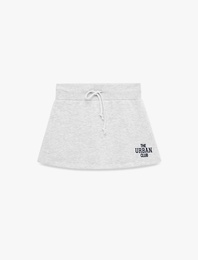 Beli Bağcıklı Slim Fit Nakışlı Mini Spor Şort Etek