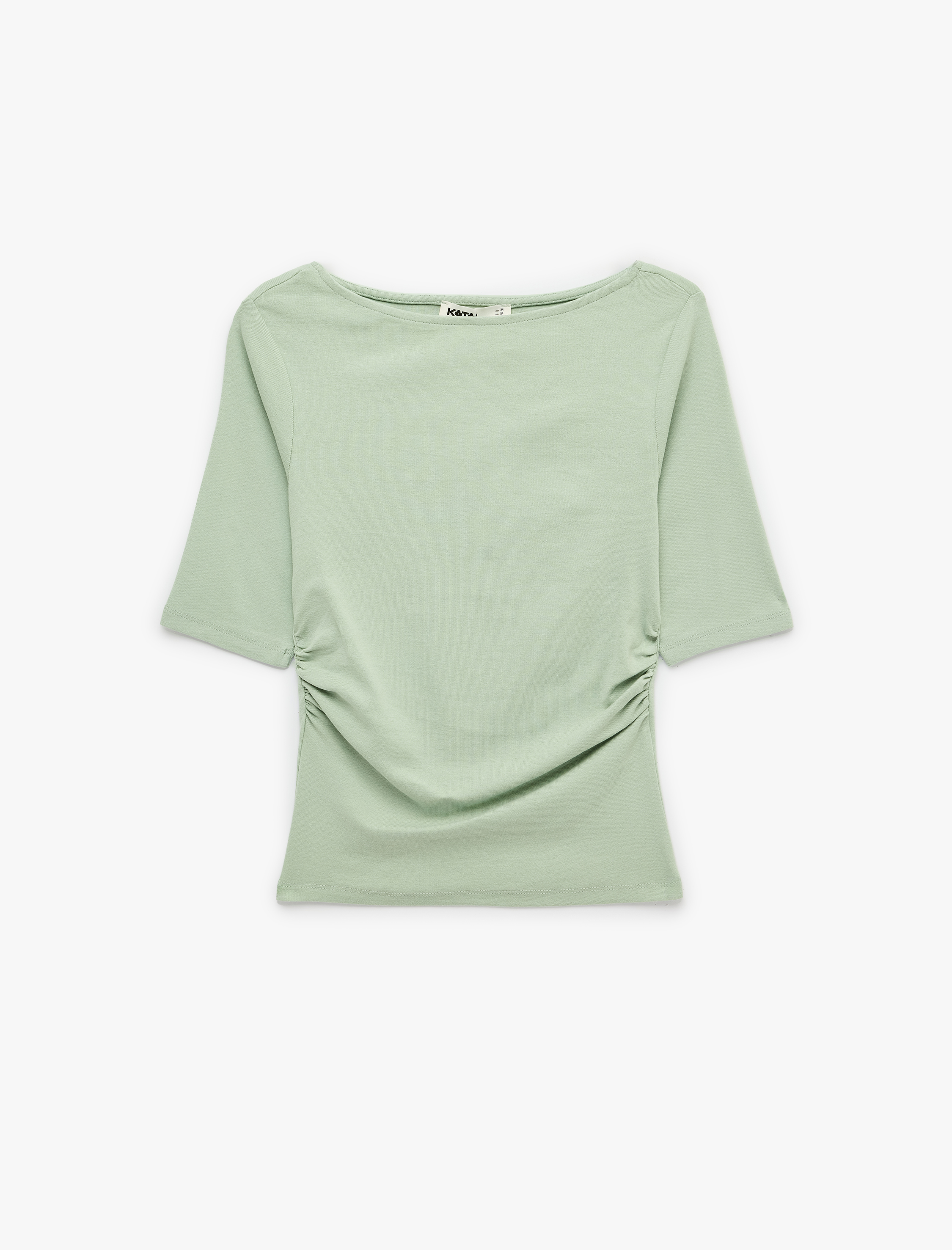   Slim Fit Pamuklu Kayık Yuvarlak Yaka Yarım Kollu Tişört
