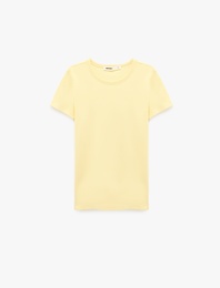 Pamuklu Slim Fit Bisiklet Yaka Kısa Kollu Tişört