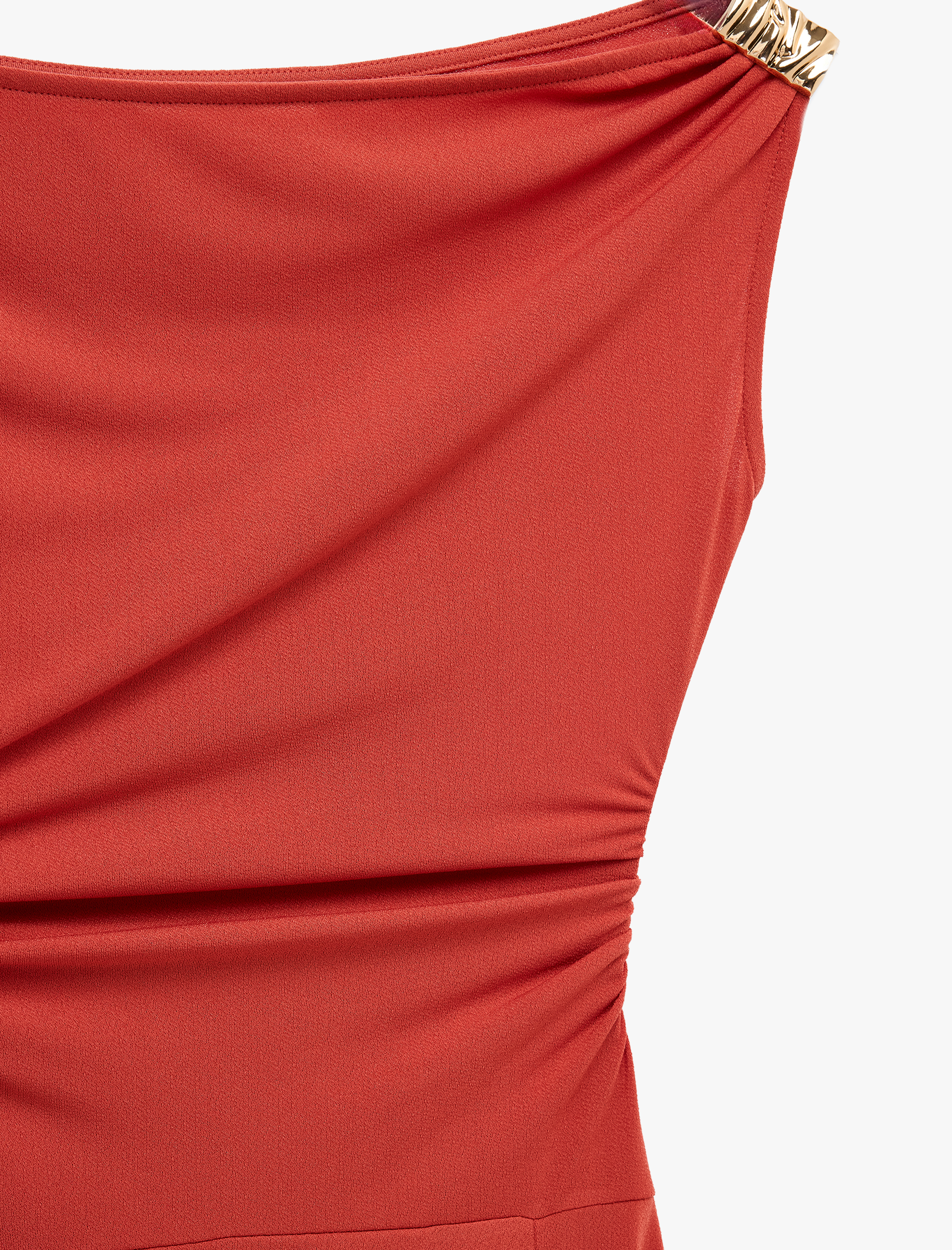   Koton X Melis Ağazat - Slim Fit Aksesuar Detaylı Asimetrik Kesim Tek Omuz Mini Elbise