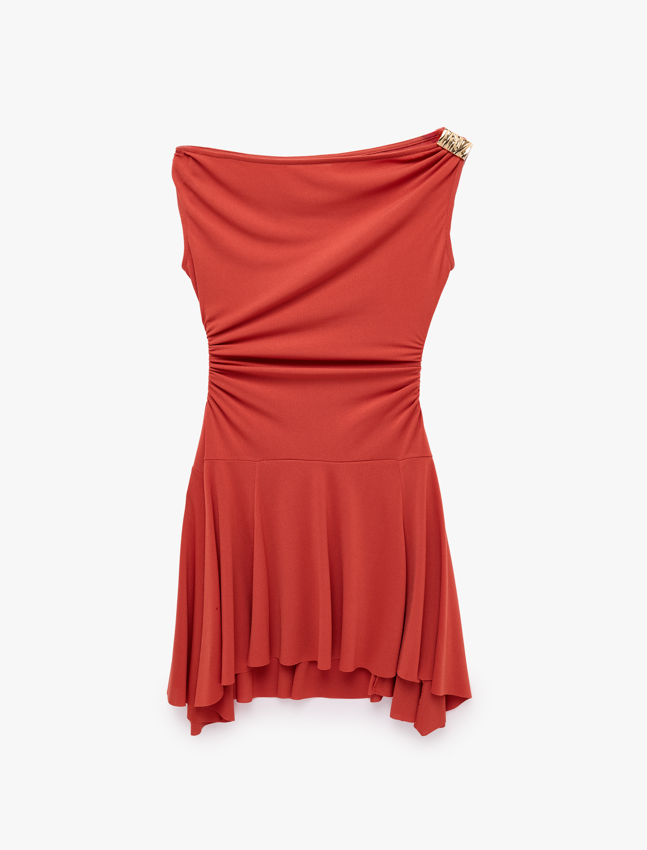  Koton X Melis Ağazat - Slim Fit Aksesuar Detaylı Asimetrik Kesim Tek Omuz Mini Elbise