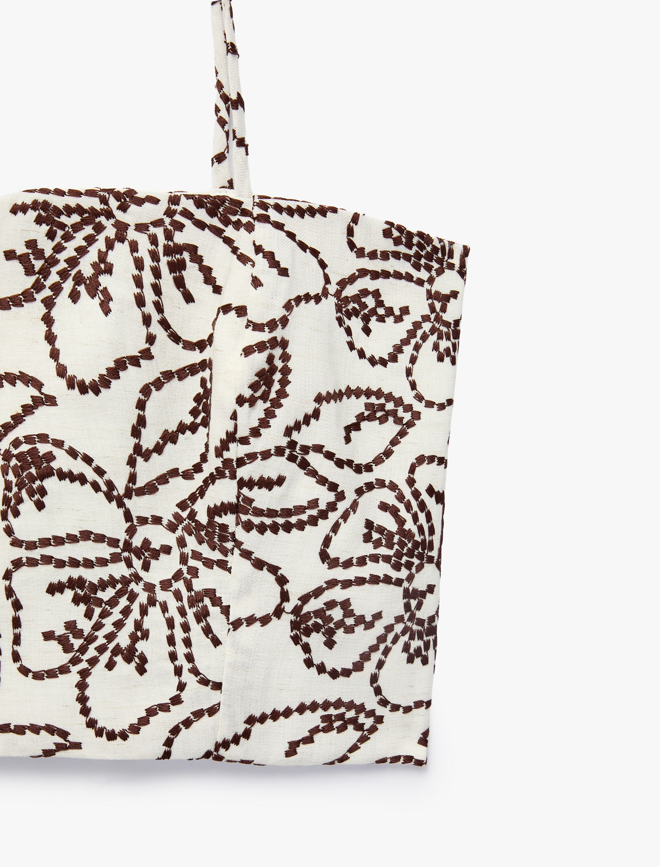   Koton X Melis Ağazat - Keten Karışımlı Floral Nakış Detaylı Bağlamalı İp Askılı Crop Büstiyer