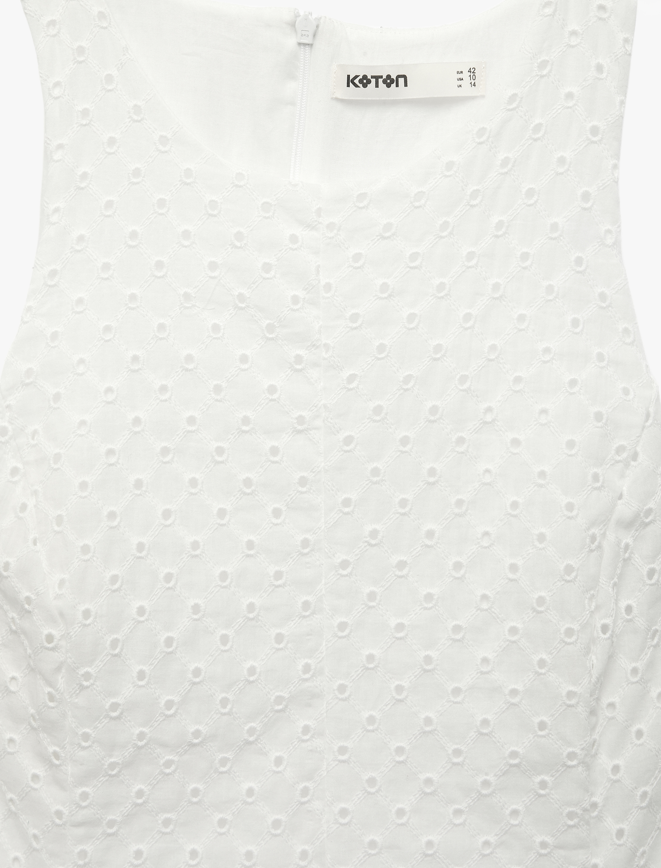   Pamuklu Kolsuz Fisto Brodeli Halter Yaka Mini Elbise