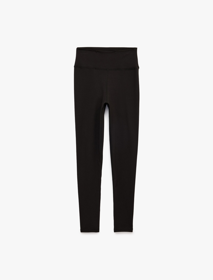  Yüksek Bel İnterlok Kumaş Slim Fit Spor Tayt