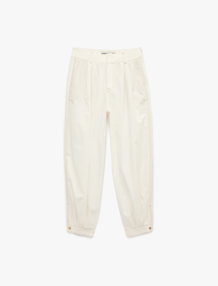  Pamuklu Rahat Kalıp Cepli Barrel Fit Jean Pantolon