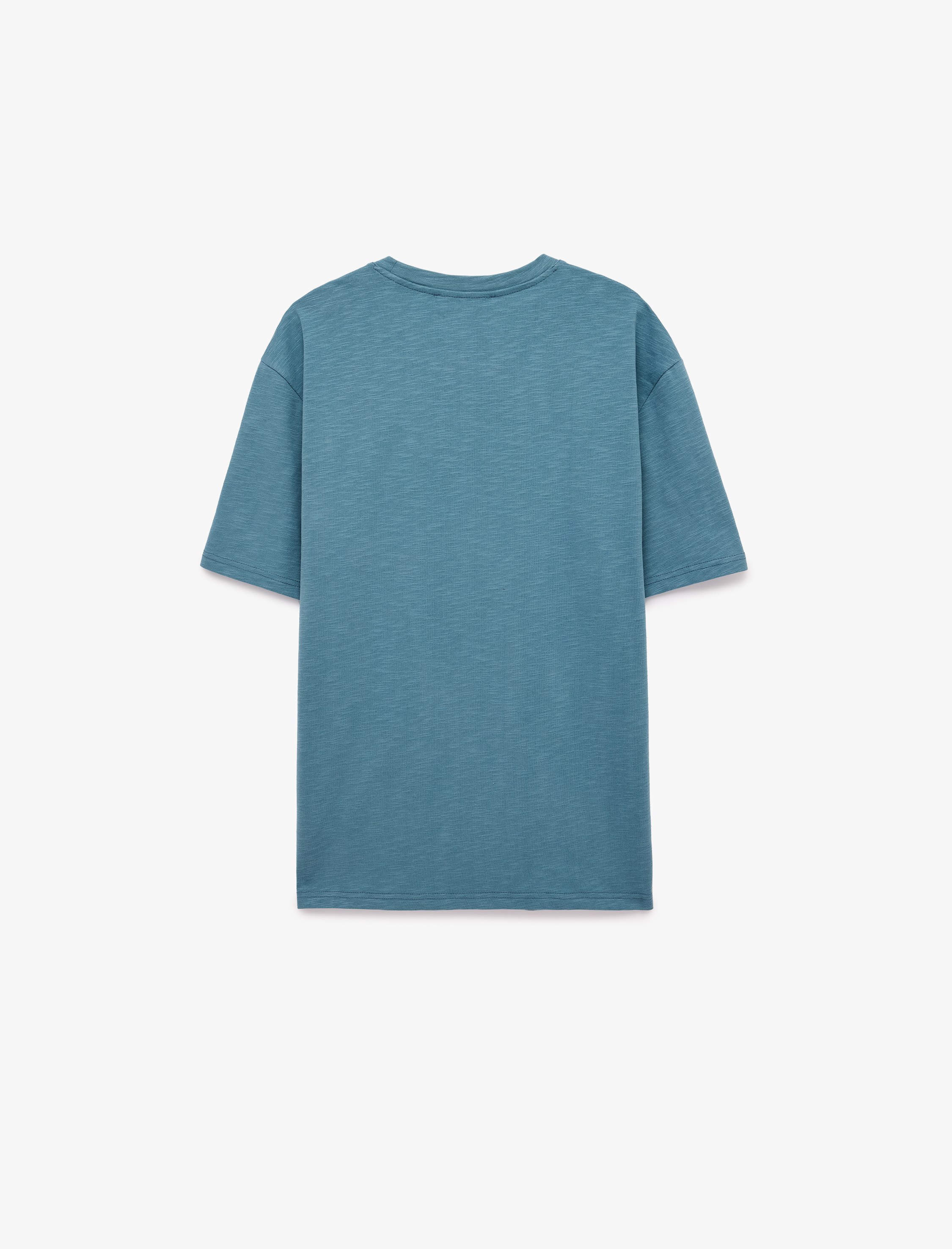   Pamuklu Kısa Kollu Bisiklet Yaka Basic Oversize Tişört