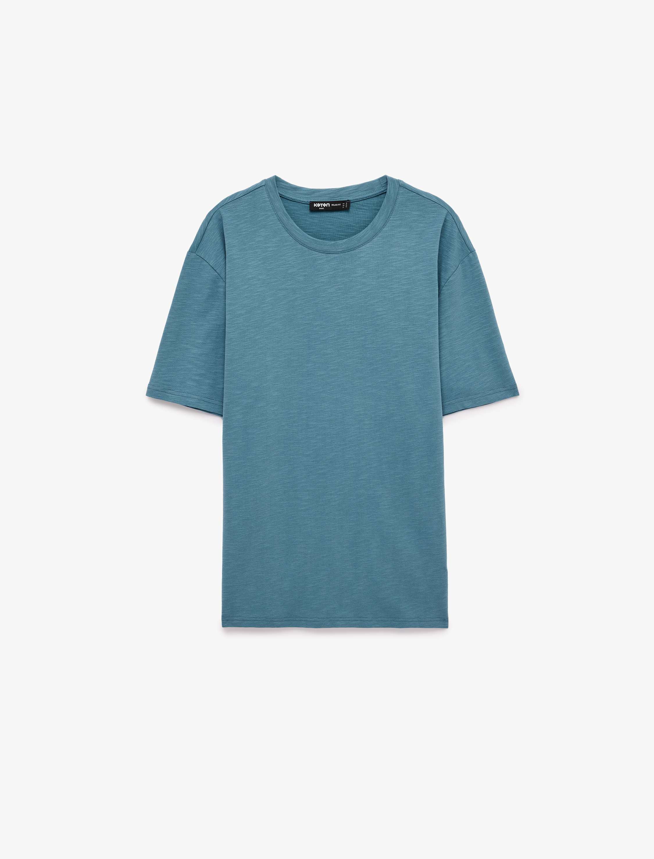   Pamuklu Kısa Kollu Bisiklet Yaka Basic Oversize Tişört