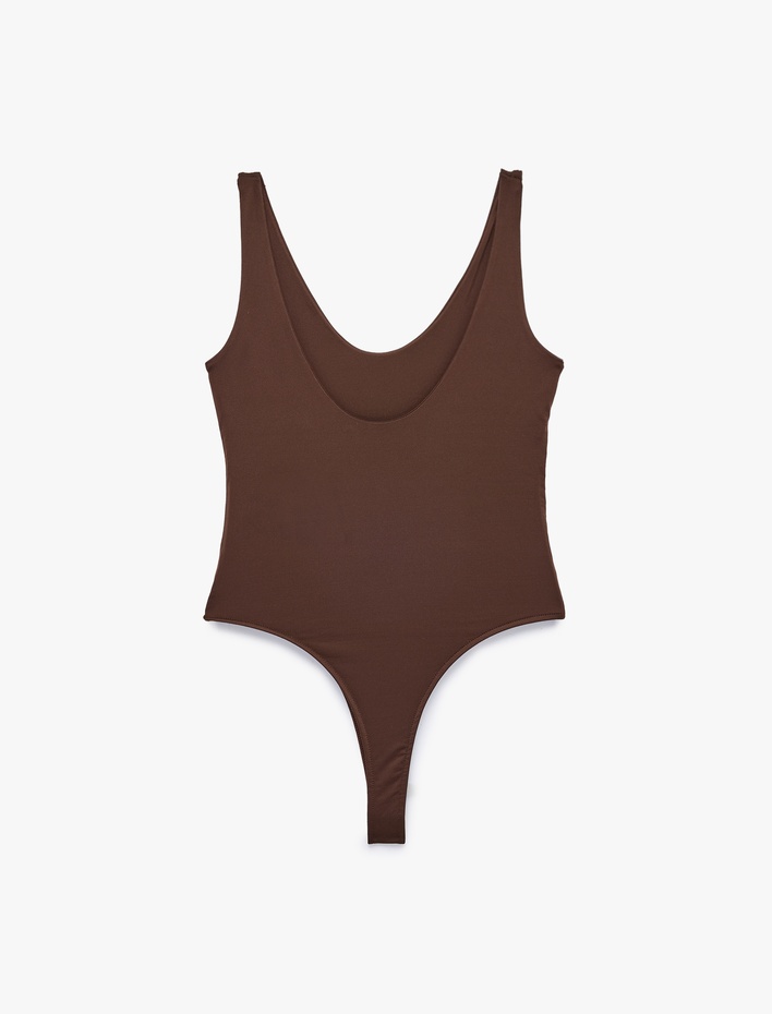  Slim Fit U Yaka Kalın Askılı Bodysuit