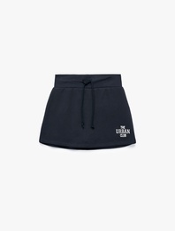 Beli Bağcıklı Slim Fit Nakışlı Mini Spor Şort Etek