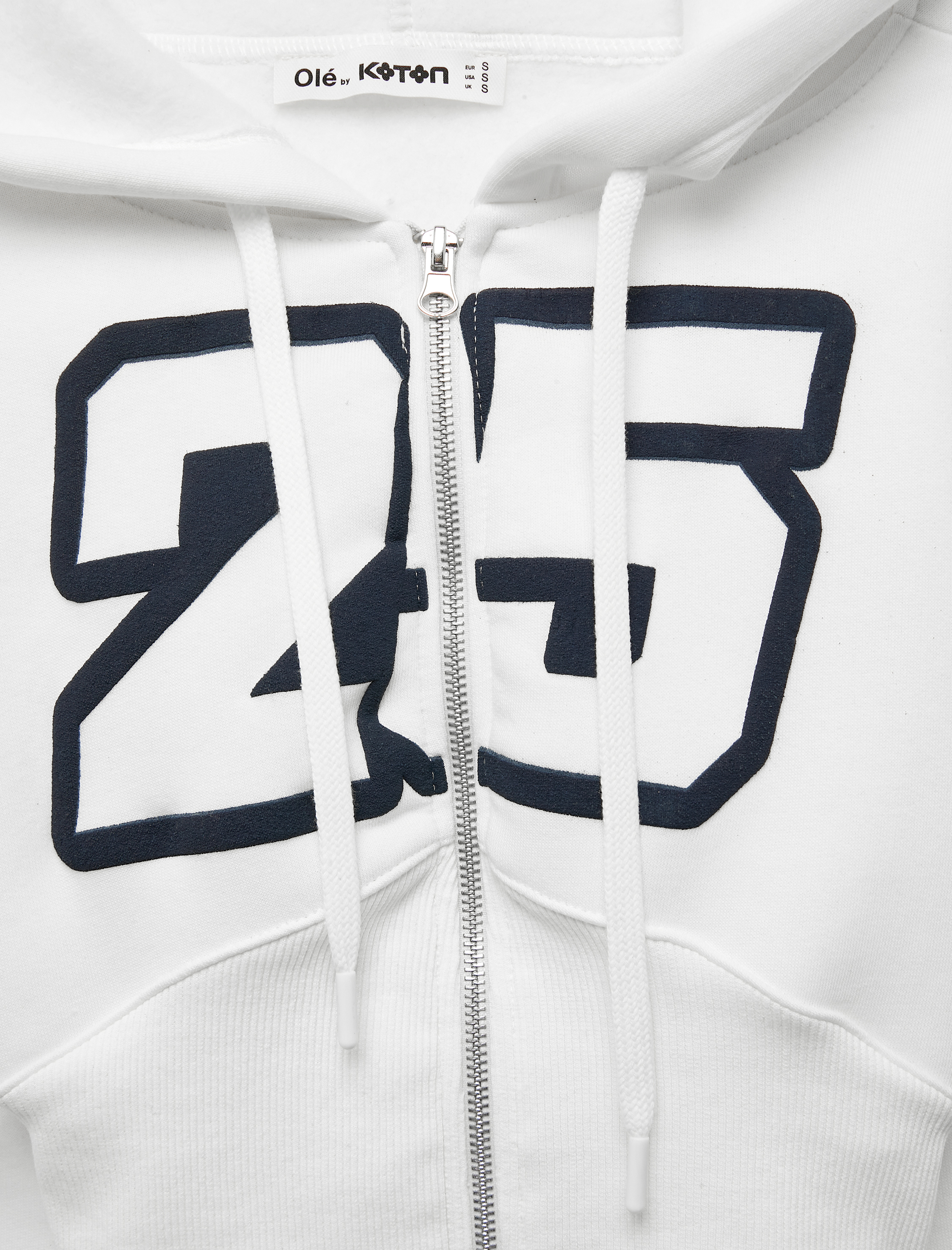  Şardonlu Uzun Kollu Kapüşonlu Fermuarlı Baskılı Korse Detaylı Crop Sweatshirt