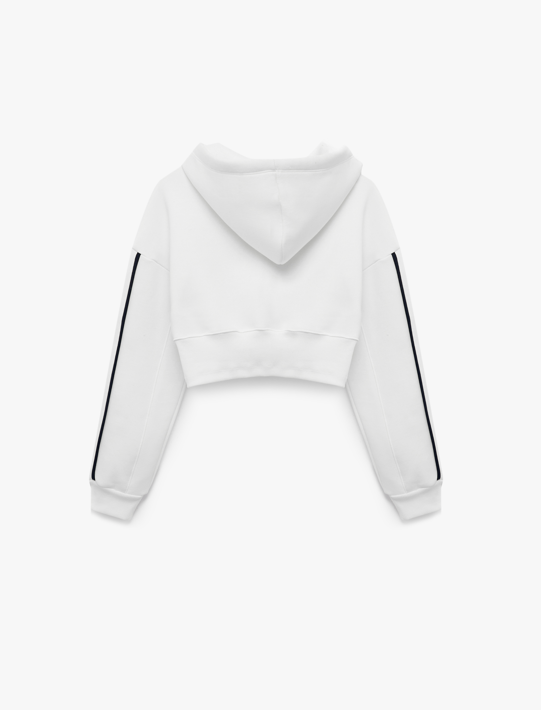  Şardonlu Uzun Kollu Kapüşonlu Fermuarlı Baskılı Korse Detaylı Crop Sweatshirt