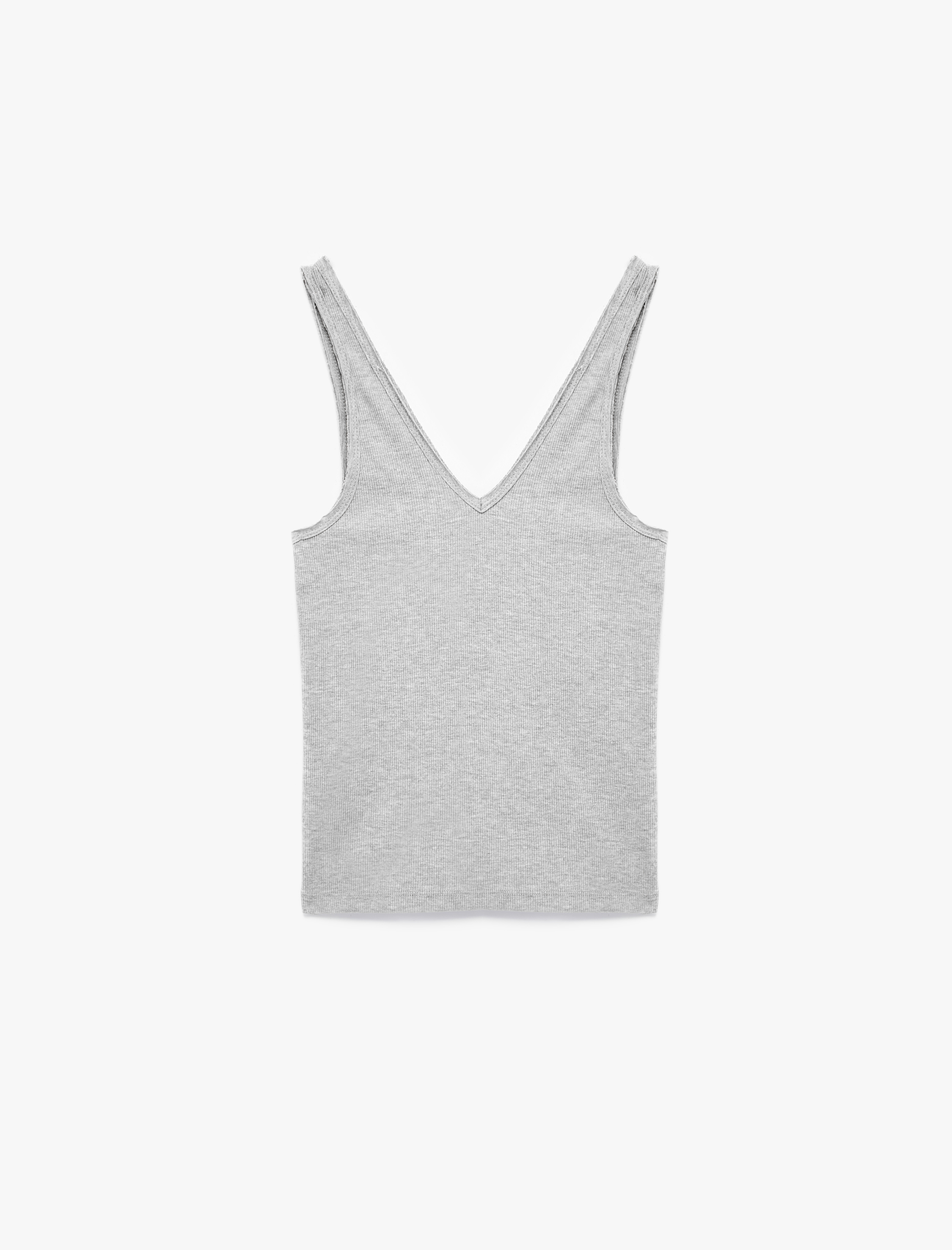   Pamuklu Slim Fit Kaşkorse V Yaka Kolsuz Bluz
