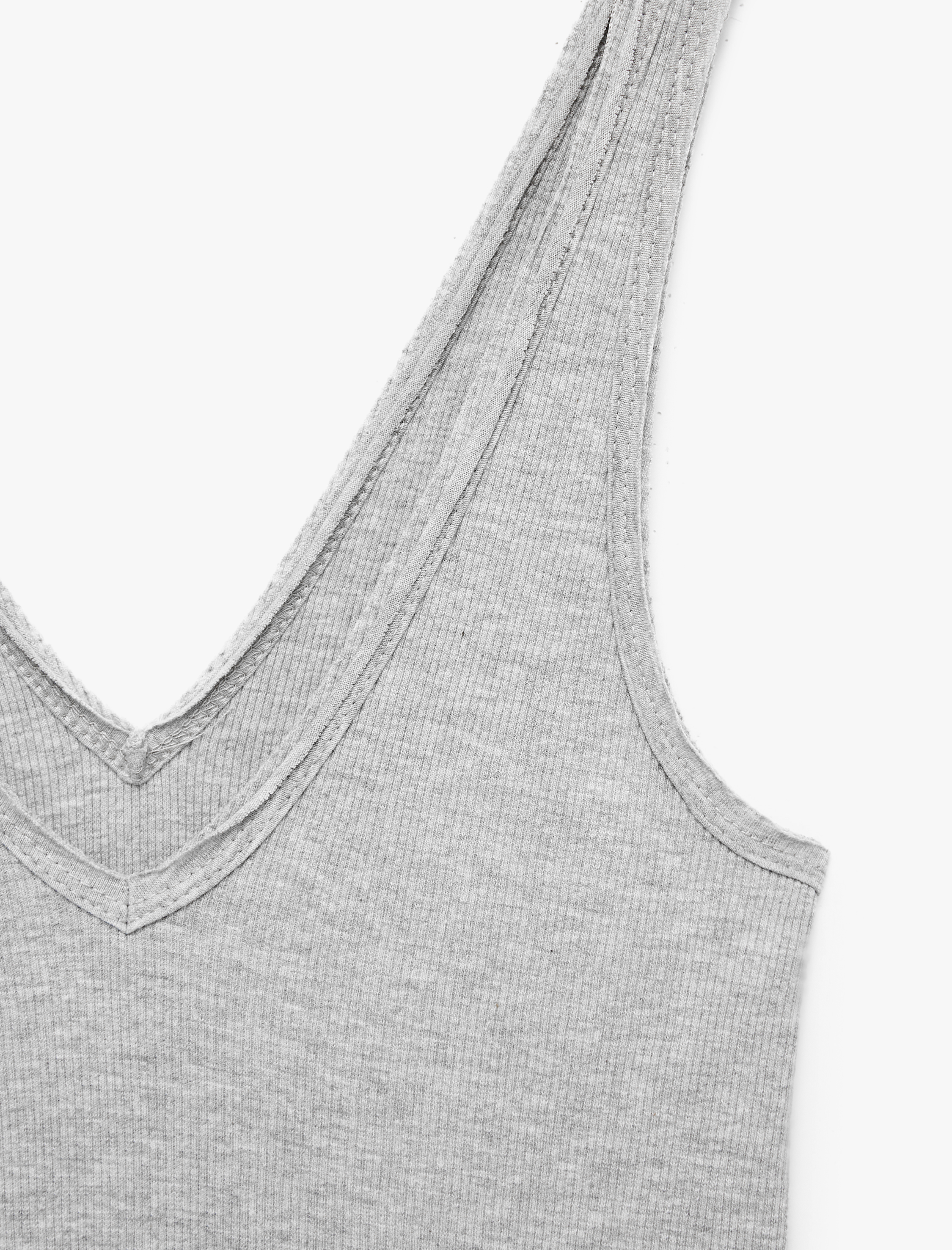   Pamuklu Slim Fit Kaşkorse V Yaka Kolsuz Bluz