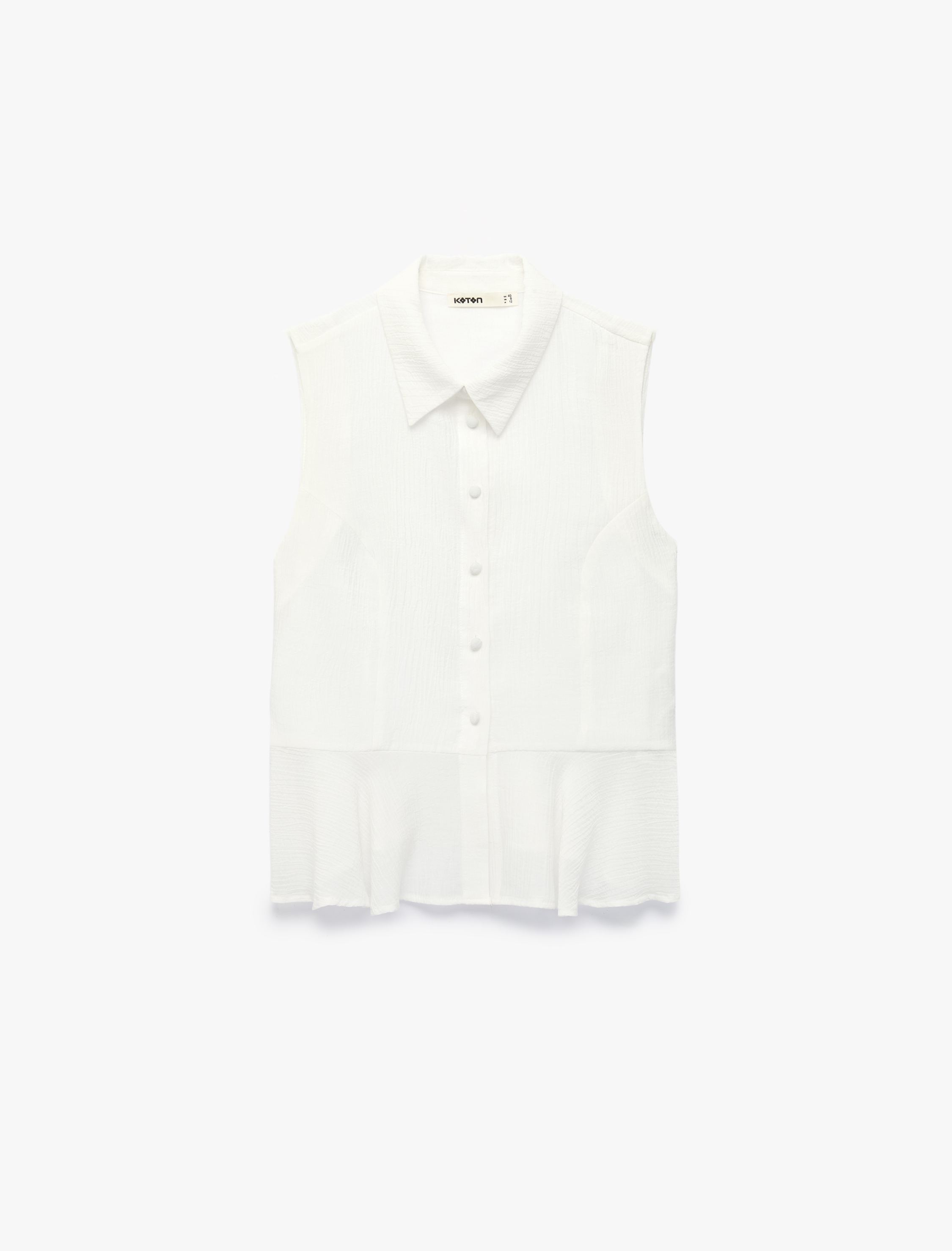   Viskon Dokulu Kumaş Hafif Peplum Kesim Kolsuz Gömlek