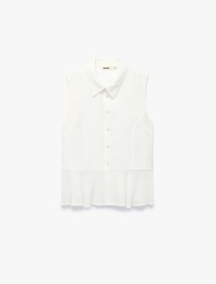 Viskon Dokulu Kumaş Hafif Peplum Kesim Kolsuz Gömlek