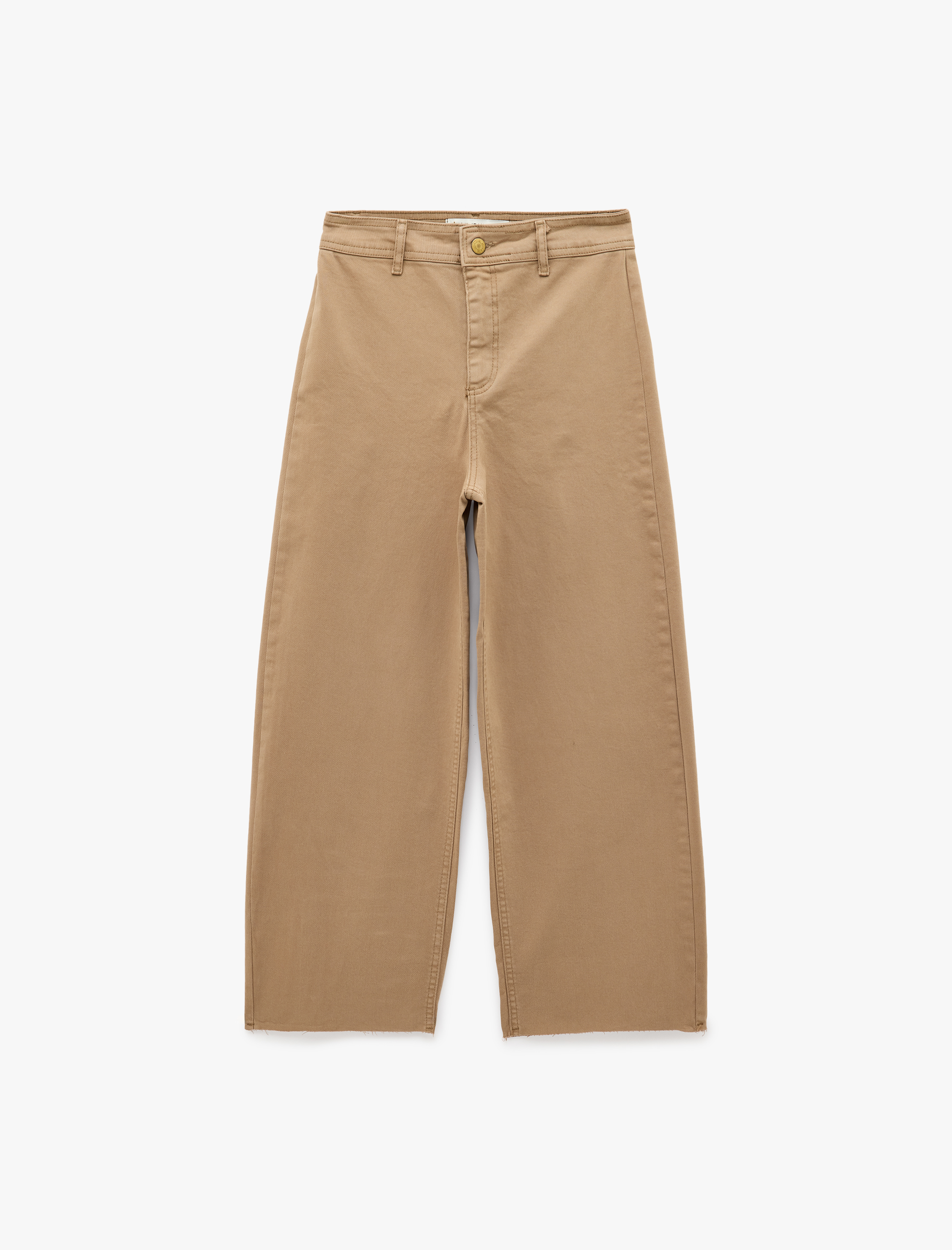   Cepli Rahat Kalıp Kesik Paça Yüksek Bel  Jean Pantolon - Culoette Jean