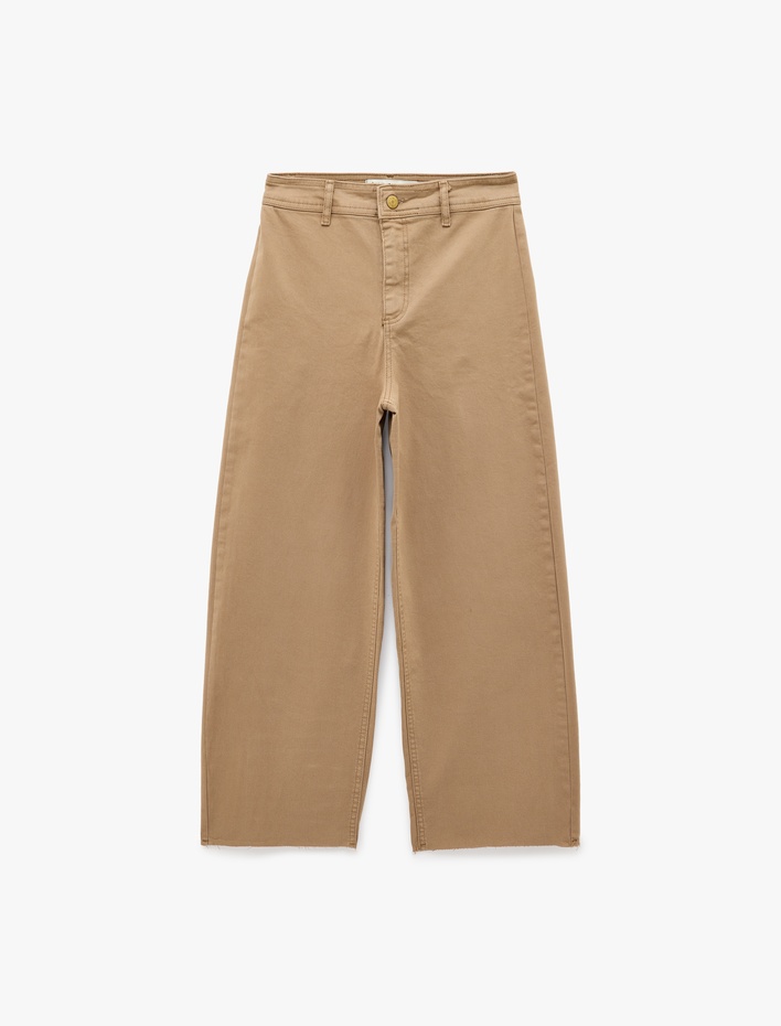  Cepli Rahat Kalıp Kesik Paça Yüksek Bel  Jean Pantolon - Culoette Jean