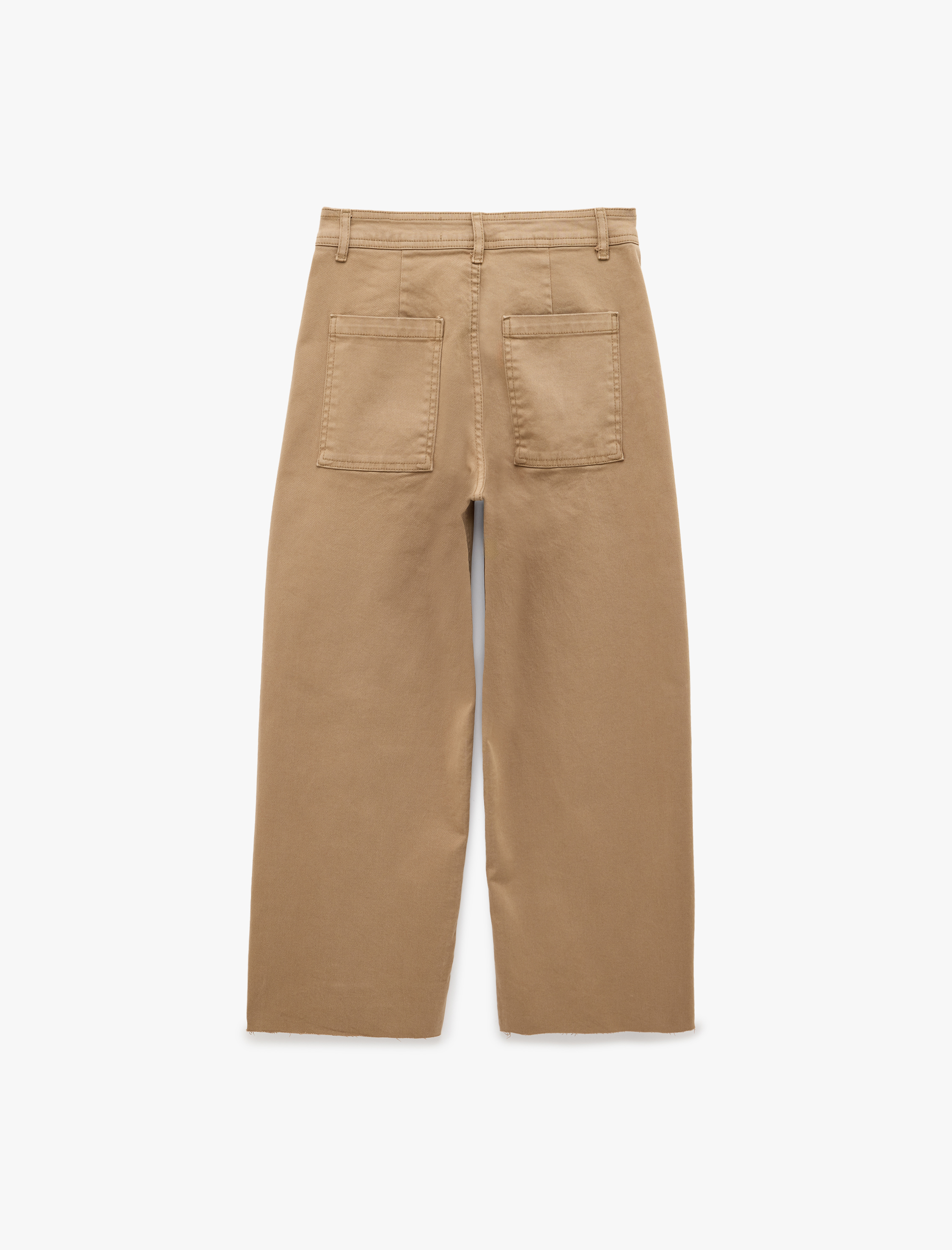   Cepli Rahat Kalıp Kesik Paça Yüksek Bel  Jean Pantolon - Culoette Jean
