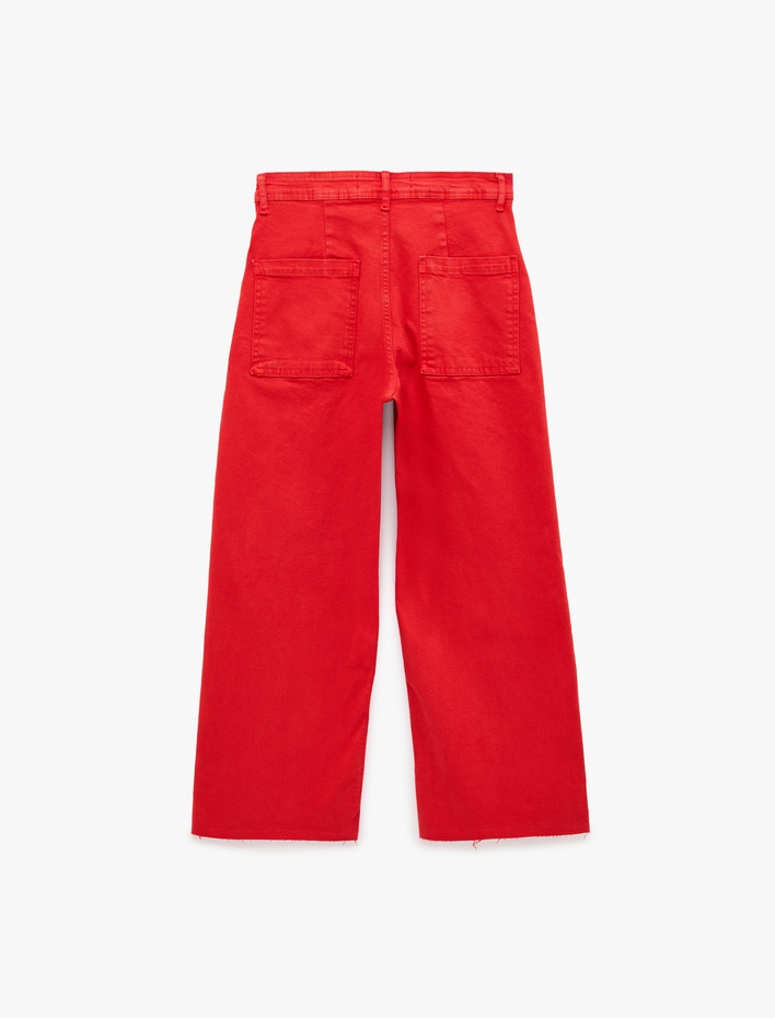  Normal Bel Rahat Kalıp Kesik Paça Jean Pantolon - Culoette Jean