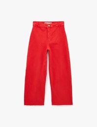 Normal Bel Rahat Kalıp Kesik Paça Jean Pantolon - Culoette Jean