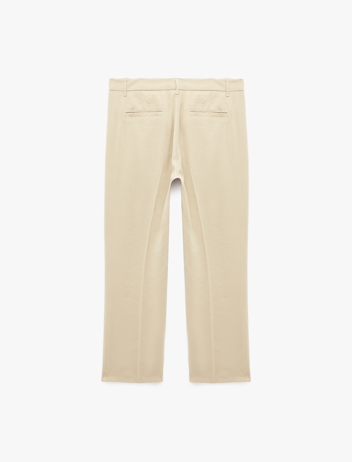  Pileli Cep Detaylı Regular Fit Viskon Kumaş Pantolon