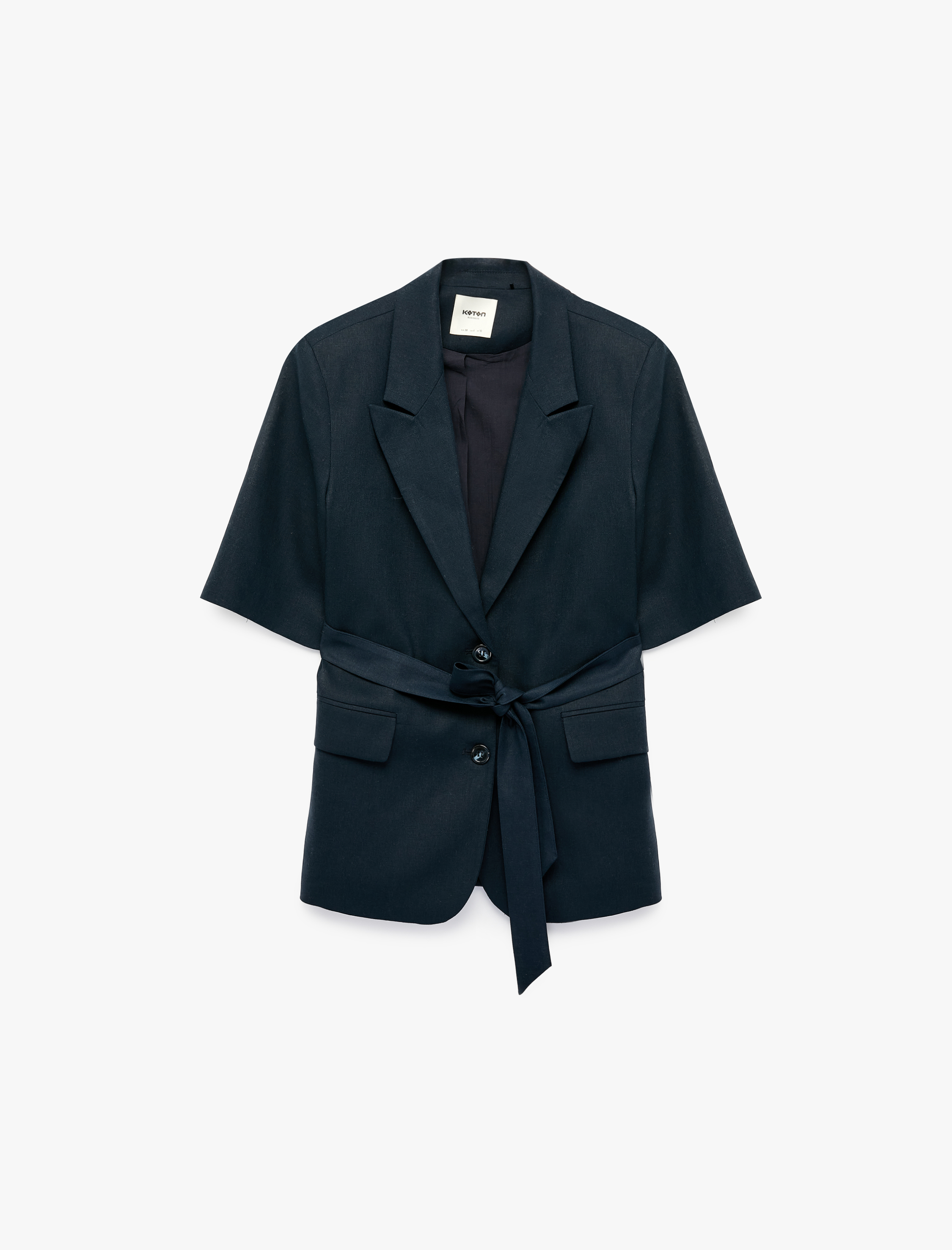   Viskon Karışımlı Kemer Detaylı Geniş Yaka Blazer Ceket