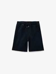 Pamuklu Rahat Kalıp Jogger Beli Bağcıklı Bermuda Jean Şort