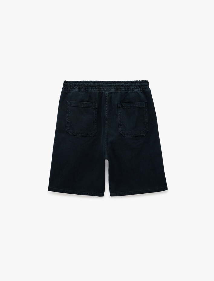  Pamuklu Rahat Kalıp Jogger Beli Bağcıklı Bermuda Jean Şort