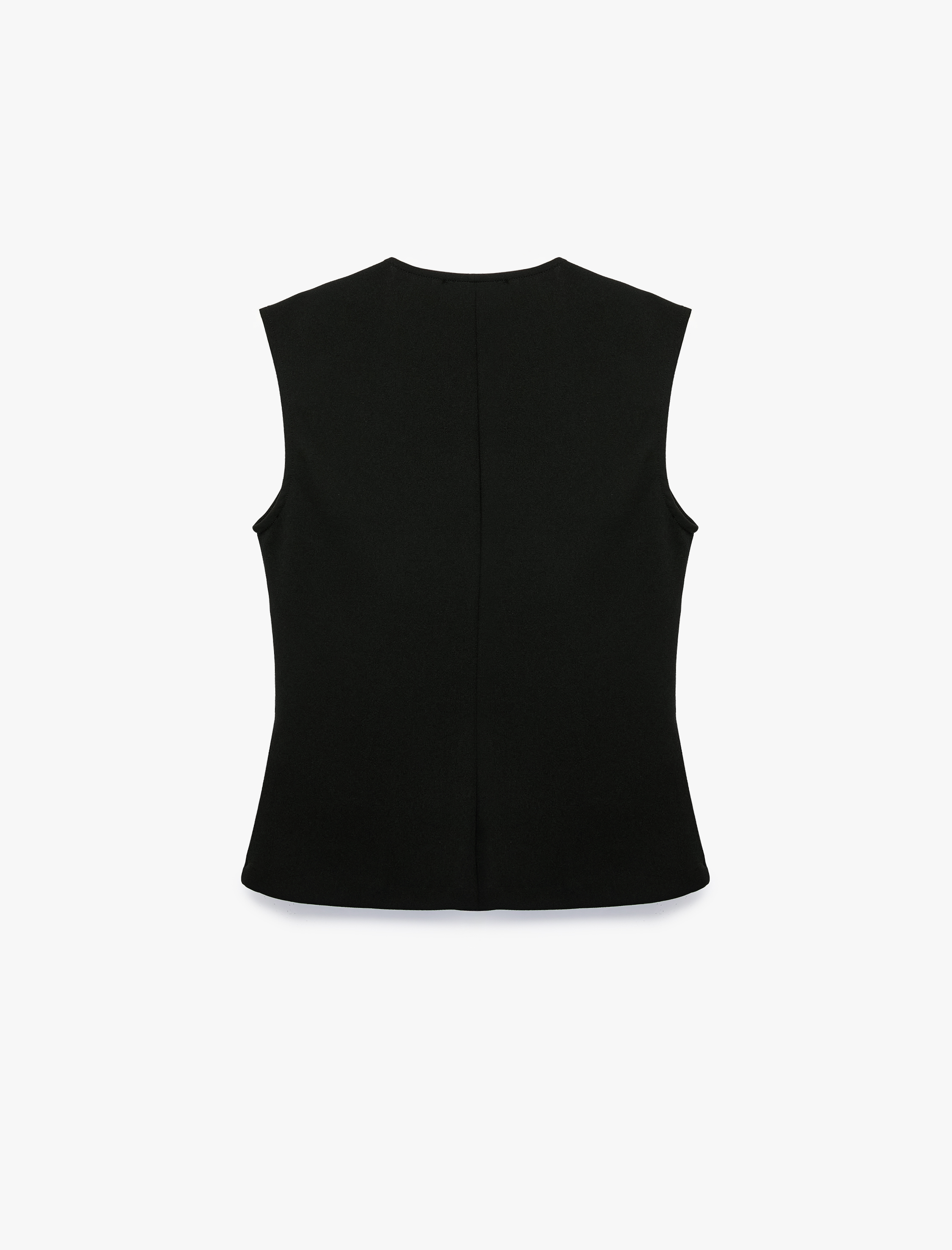   Krep Scuba Kumaş Slim Fit Düğmeli V Yaka Yelek