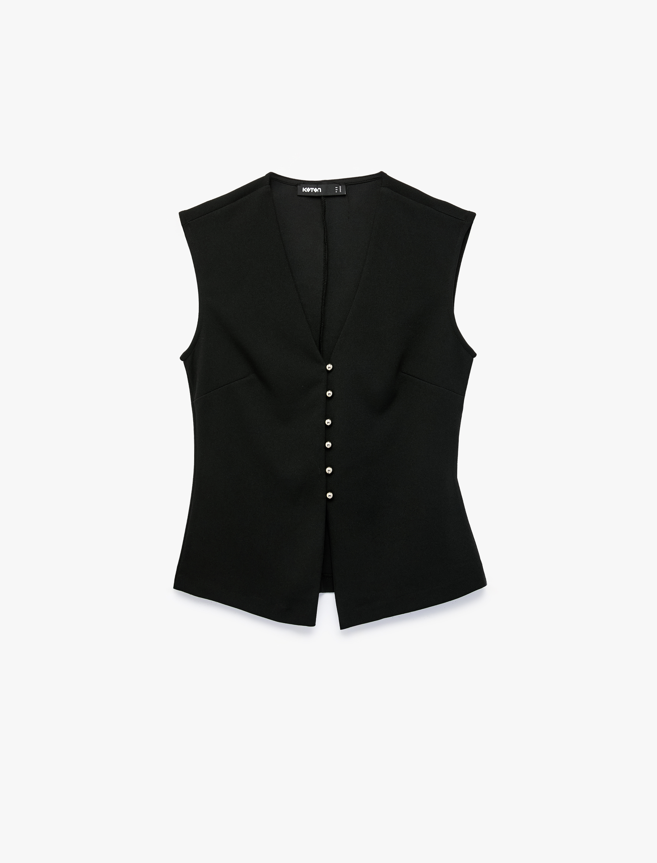   Krep Scuba Kumaş Slim Fit Düğmeli V Yaka Yelek