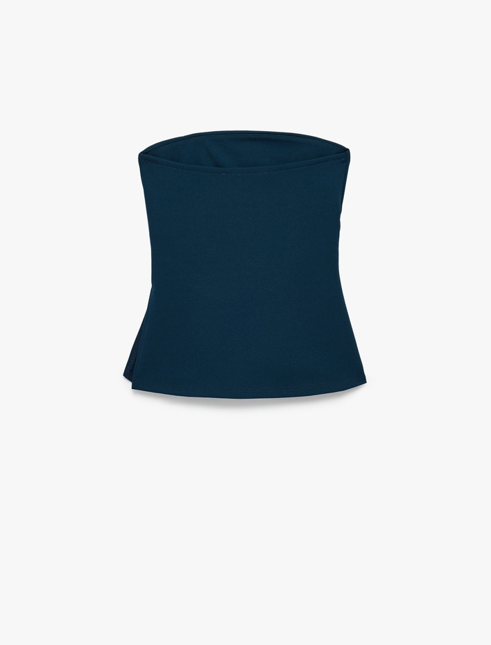  Slim Fit Drape Detaylı Straplez Top